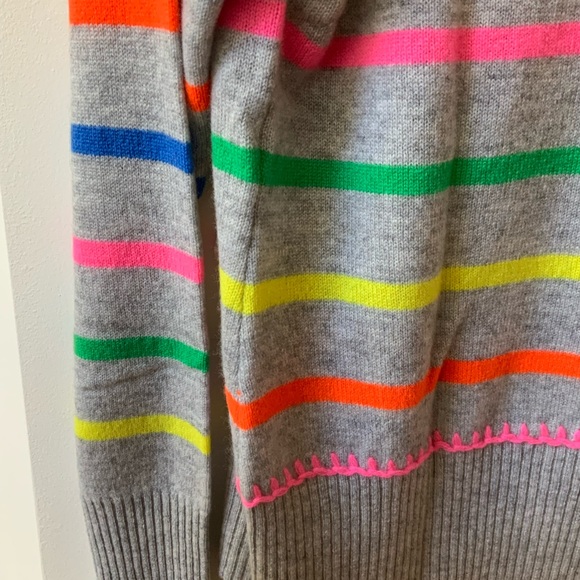 BEAUTIFUL NEW AUTUMN GRAY CASHMERE MULTI STRIPED BRETON CASHMERE SWEATER - Picture 12 of 16